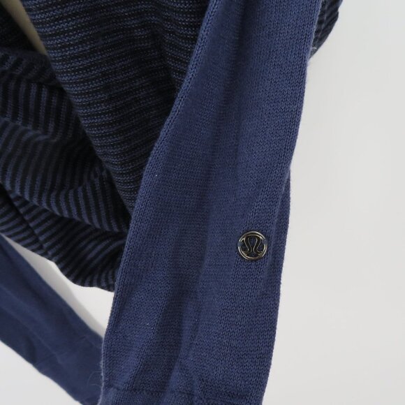 Lululemon Womens 12 Iconic Wrap Cadet Blue Stripe Pullover Cowl Neck Sweater Top - Picture 4 of 11
